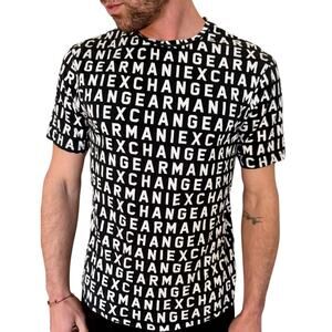 Armani Exchange Mens Tee Short Sleeve Black White Size Small All Over Logo